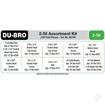 Dubro 2-56 Hardware Assortment Kit (180 piece set) For RC Model Planes