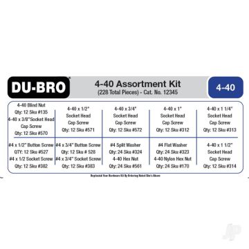 Dubro 4-40 Hardware Assortment Kit (228 piece set) For RC Model Planes