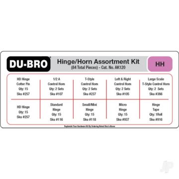 Dubro Hinges & Horns Assortment Kit (84 piece set) For RC Model Planes