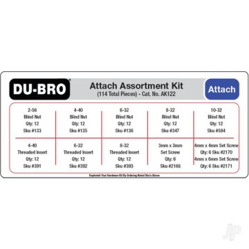 Dubro Attachments Assortment Kit (114 piece set) For RC Model Planes