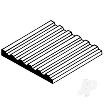 Evergreen 6x12in (15x30cm) Corrugated Metal Siding Plastic Sheet .040in (1.0mm) Plastic Sheet .125in Groove Spacing