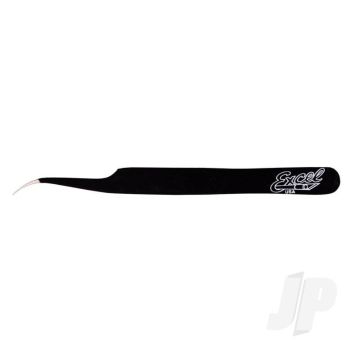 Excel Slant Point Fine Point Tweezers, Black