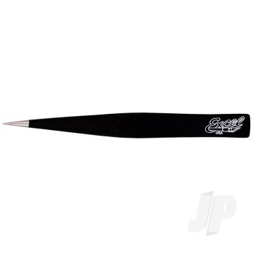 Excel Hollow Handle Fine Point Tweezers, Black