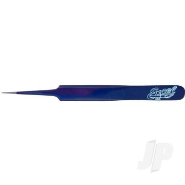 Excel Straight Point Fine Point Tweezers, Blue