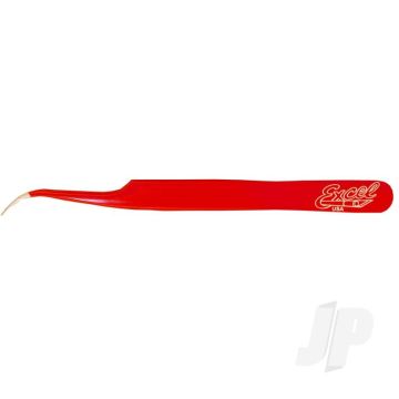Excel Slant Point Fine Point Tweezers, Red