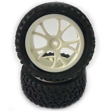 Fastrax 1/10th Mounted Cuboid Buggy Front Tyres White 10-Sp