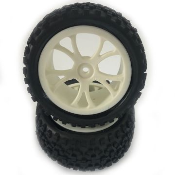 Fastrax 1/10th Mounted Cuboid Buggy Rear Tyres White 10-Sp