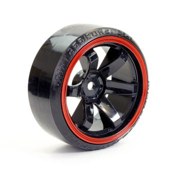 Fastrax 1/10 Street/Drift Tyre 6-Spoke Wheel (6mm Offset) - Black With Red Trim