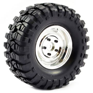 FASTRAX 1:10 CRAWLER SAWBLOCK 1.9 SCALE STEEL WHEEL 108MM (CHROME)