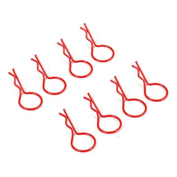 Fastrax Big Large Body Clips Pins (8) for RC Model Cars - Fluorescent Red
