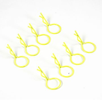 Fastrax Big Large Body Clips Pins (8) for RC Model Car - Fluorescent Neon Yellow