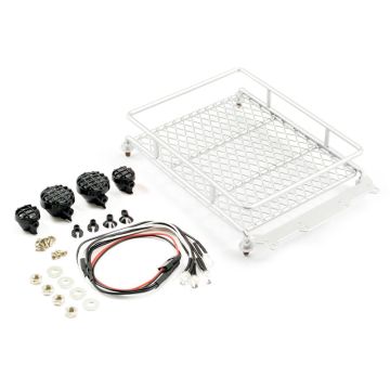 Fastrax RC Scale Model Car Silver Aluminium Luggage Rack W/LED Lights 130x110mm
