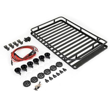 Fastrax RC Scale Model Car Rooftop Luggage Rack W /LED Spot Lights 233x157x36mm