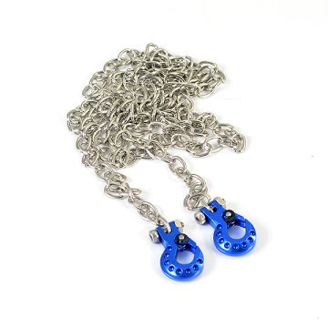 Fastrax RC Scale Model Car Deluxe Aluminium Blue Winch Hooks & Chain Set