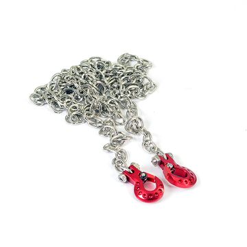 Fastrax RC Scale Model Car Deluxe Aluminium Red Winch Hooks & Chain Set