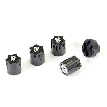 Fastrax RC Scale Model Car Antidust Aluminium M4 Wheel Nut Covers (4pc) - Black