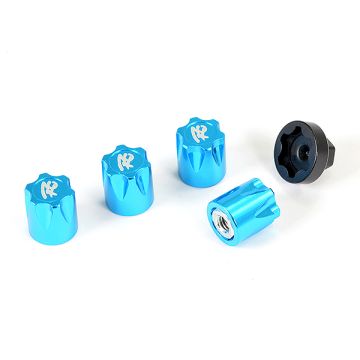 Fastrax RC Scale Model Car Antidust Aluminium M4 Wheel Nut Covers (4pc) - Blue