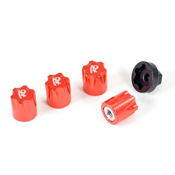 Fastrax RC Scale Model Car Antidust Aluminium M4 Wheel Nut Covers (4pc) - Red