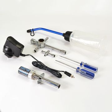 Fastrax RC Nitro Car Starter Kit (EU Plug) w/ Glow Start, Charger, Fuel Bottle & Tools