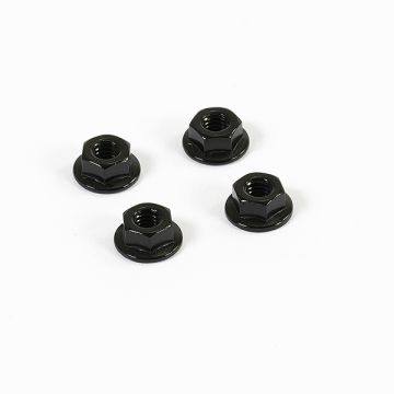 Fastrax M4 Black Serrated Aluminium Locknuts 4pcs