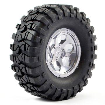 FTX Outback Pre-Mounted 6hex/Tyre (2) - Chrome
