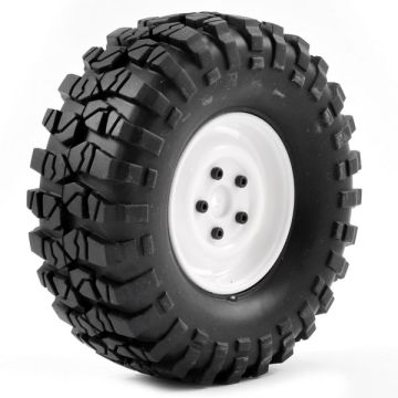 FTX Outback Pre-Mounted Steel Look Lug/Tyre (2) - White