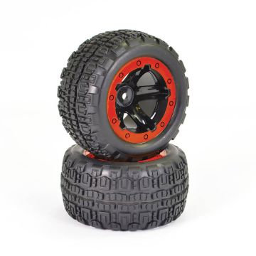 FTX Tracer Truggy Wheel/Tyres Complete (Pair) Red