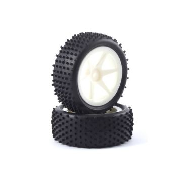Fastrax 'Stub' 1/10th Buggy Front Tyres Pre-Mounted on 6 Spoke Wheels (2)