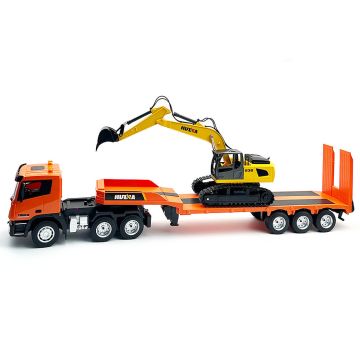 Huina 9ch RC Platform Trailer & 6ch Excavator 2.4g Set 1:24