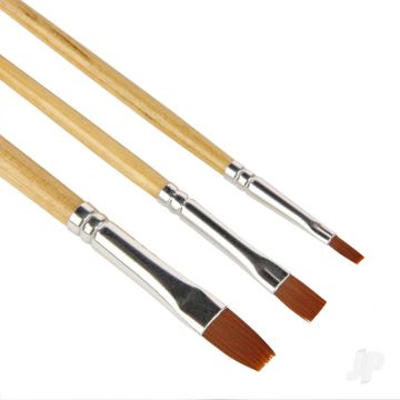 Guild Lane High Quality Flat Synthetic Paint Brush Set - 3 Piece Set