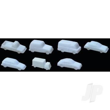 JTT 1/8" 1/100 Plastic Vehicles Car/Bus/Truck (7) For Scenic Diorama Model Trains