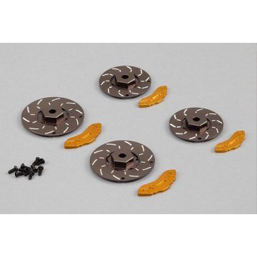 Killerbody RC Car Caliper Brake Disc Grey/Gold 4pc (CNC Aluminium)