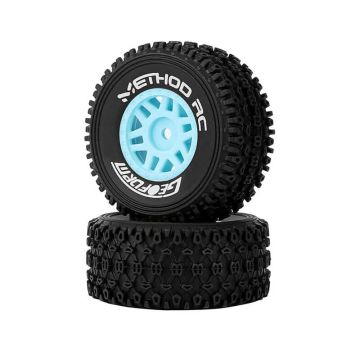 Method Geoform 1/16 SC Tyres On 12mm Hex Blue Wheels (Pair)