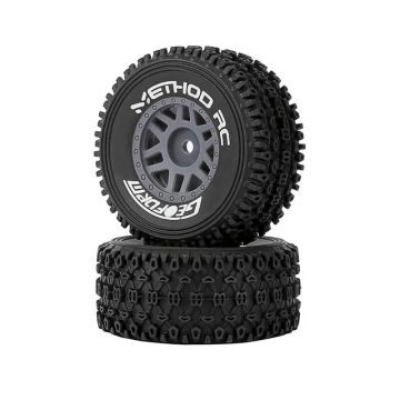 Method Geoform 1/16 SC Tyres On 12mm Hex Grey Wheels (Pair)