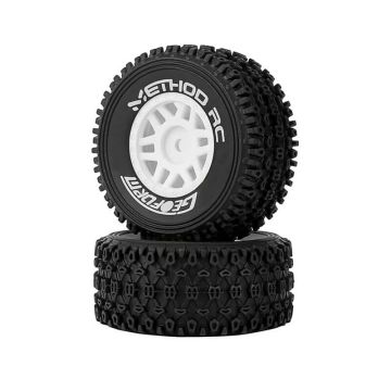 Method Geoform 1/16 SC Tyres On 12mm Hex White Wheels (Pair)