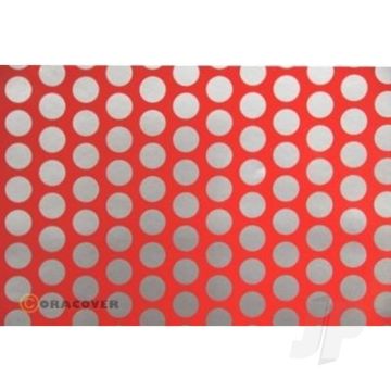 Oracover Fun-1 2m Fluorescent Red/Silver Covering for RC Model Planes