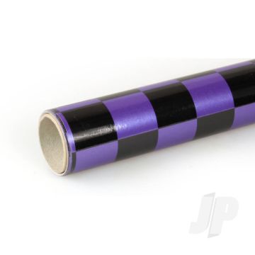 Oracover 2m Fun-3 Large Chequered Pearl Purple/Black Covering for RC Model Planes