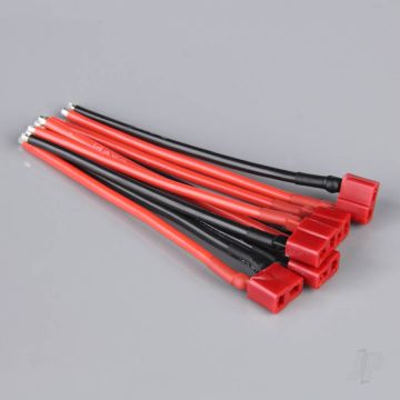 Radient Pigtail Connector Pack, Deans, Female, 4in Lead, 14AWG, 100mm (5pcs) 