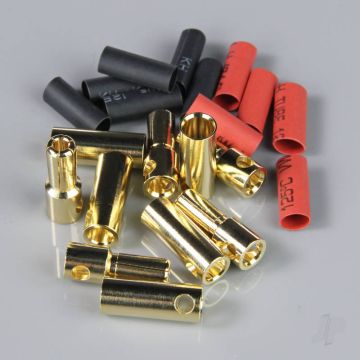 Radient 5.5mm Gold Connector Pairs including Heat Shrink (5 pcs) 