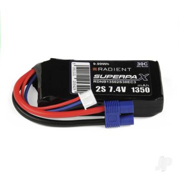 Radient 1350mAh 2S 7.4v 30C RC LiPo Battery w/ EC3 Connector Plug