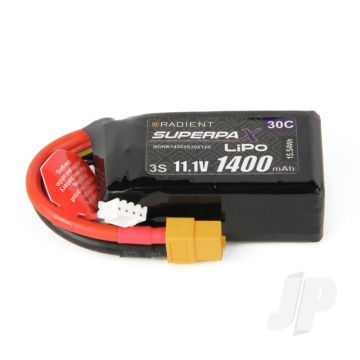 Radient 1400mAh 3S 11.1v 30C RC LiPo Battery w/XT60 Connector Plug