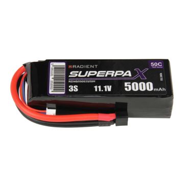 Radient 5000mAh 3S 11.1v 50C RC LiPo Battery w/ Deans (HCT) Connector Plug