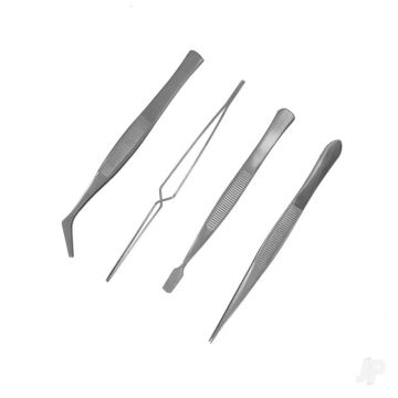 Modelcraft 4-Piece Stainless Steel Tweezers Set (PTW5000)