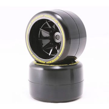 Sweep 1/10 F1 RC Car - Pre-Glued Wheels & Tyres (2) – Rear Medium Asphalt Tarmac