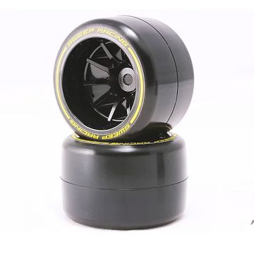 Sweep 1/10 F1 RC Car - Pre-Glued Wheels & Tyres (2) – Rear Medium Carpet