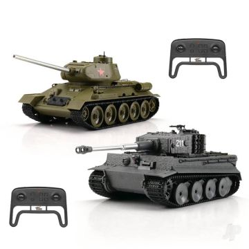Torro 1:30 Tiger 1 vs T34 RC Battle Tank Twin Set w/IR Combat & Sound