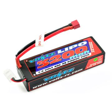 Voltz 3200mAh 2S 7.4v 40C Hard Case LiPo RC Car Battery w/Deans Connector Plug