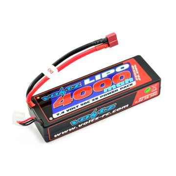 Voltz 4000mAh 2S 7.4v 50C Hard Case LiPo RC Car Battery w/Deans Connector Plug