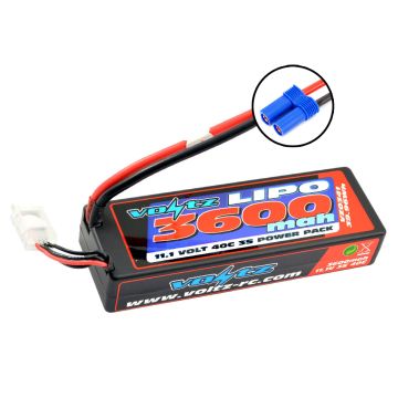 Voltz 3600mAh 3S 11.1V 40C Hard Case LiPo RC Car Battery (2S Size!) w/EC5 Plug