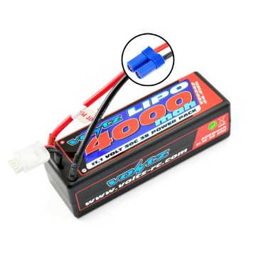 Voltz 4000mAh 3S 11.1V 50C Hard Case LiPo RC Car Battery w/EC5 Connector Plug